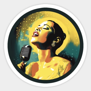 Billie Holiday Jazz Legend Singer Modern Portrait by LozsArt Sticker